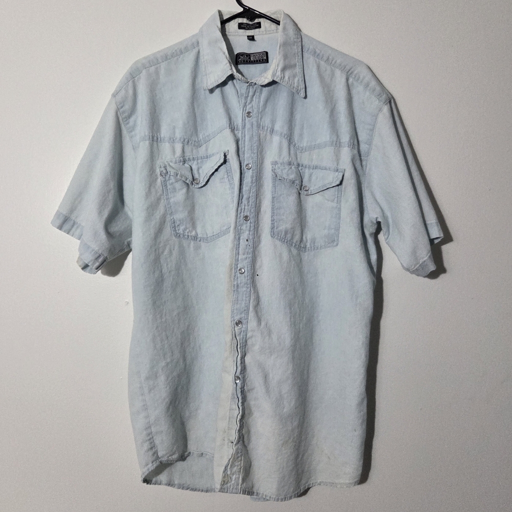 Men's Large Faded Pearl Snap Shirt